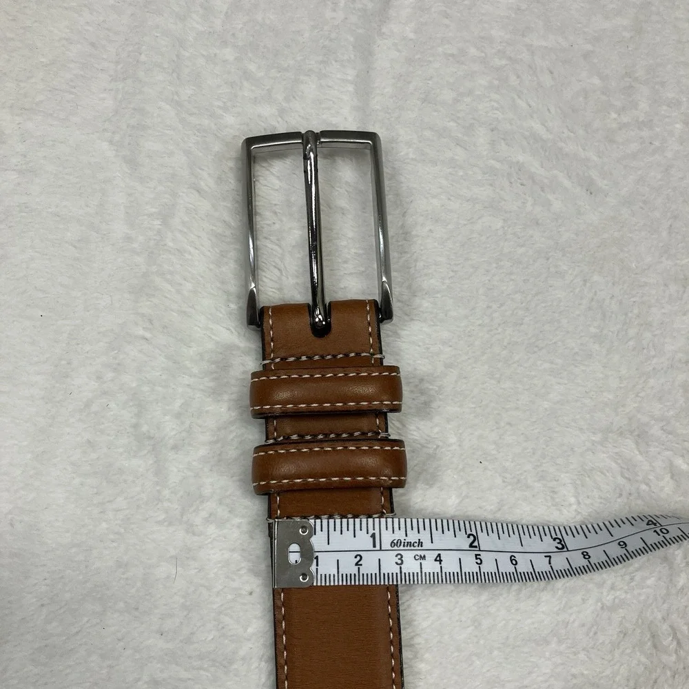Nordstrom Men's Shop Brown Leather Belt – Size 46, Made in USA,‎ Polished Buckle